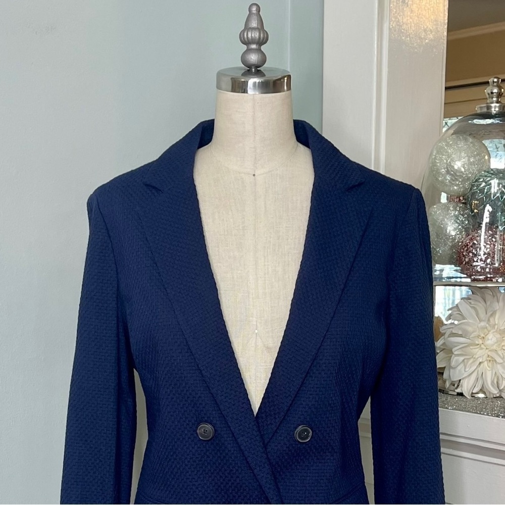 VINCE Navy Blue Cotton Stretch Textured Blazer Jacket 8 NWT - Picture 5 of 12